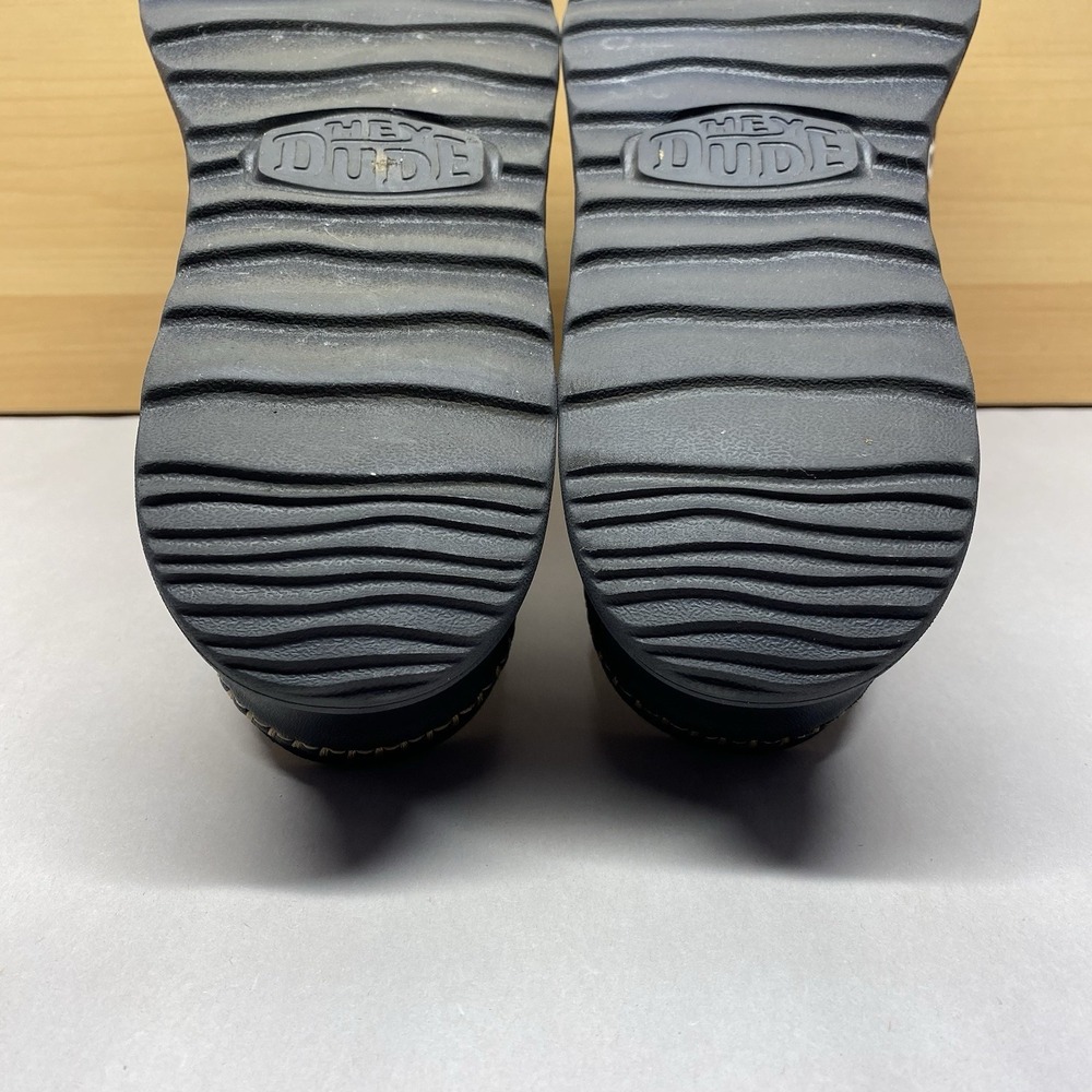 Hey Dude Sandal Womens Sz 10 Delray Classic Platform Slide Whipstitch Black Cow - Picture 12 of 13